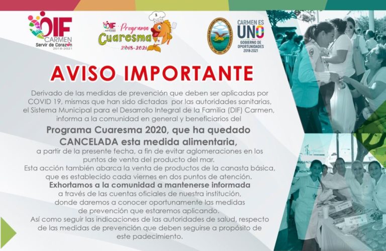 Cancelado el programa de Cuaresma 2020