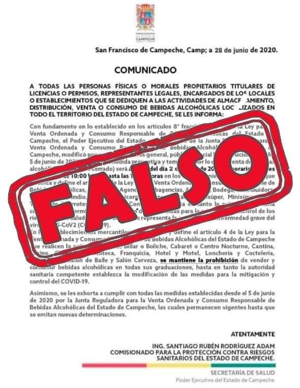 Circula comunicado falso de ley seca