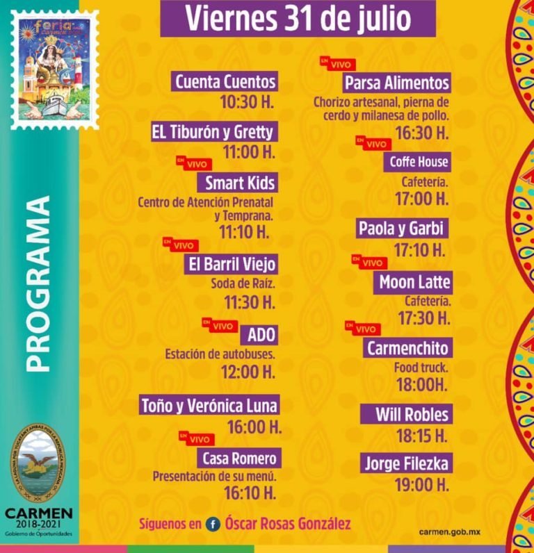 Contenido del día de la Feria virtual Carmen 2020