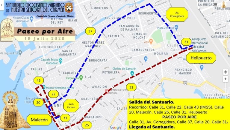 Este será Recorrido de la Virgen del Carmen en su primer paseo por Aire