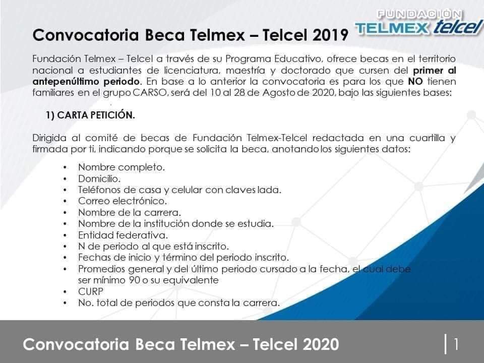 telmex, TELCEL, slim, Nacional, beca - Convocatoria Beca TELMEX - TELCEL 2020 - destacadas