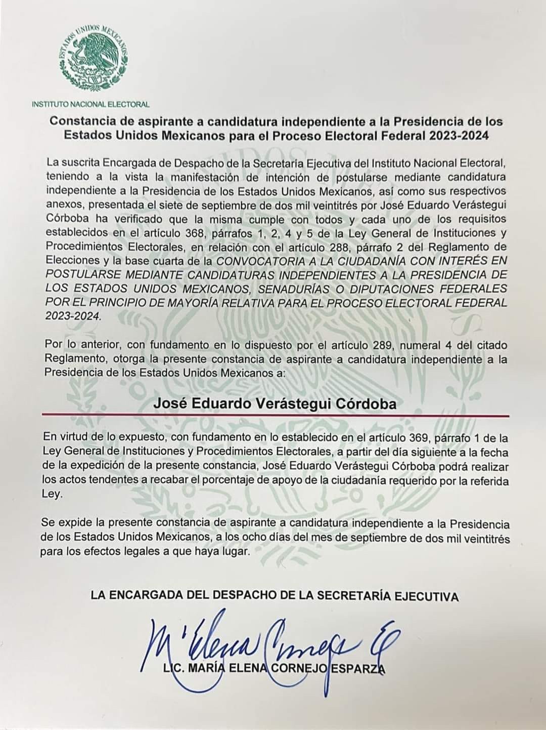 - Eduardo Verastegui se registra como aspirante a candidato independiente para el proceso electoral 2024 - politica, nacional