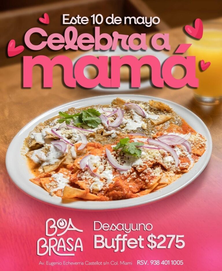 ¡Este 10 de mayo, ven a Boa Brasa para festejar a mamá con nuestro exquisito desayuno buffet!