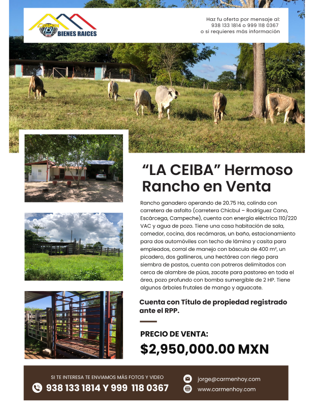 Vendo hermoso Rancho “LA CEIBA”