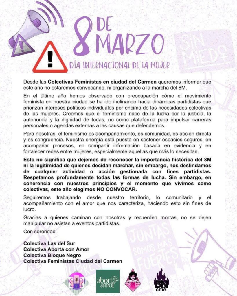 645669597_1488898809464798_673521301646656511_n-819x1024 Movimiento feminista en Carmen se dividió durante la conmemoración del 8M